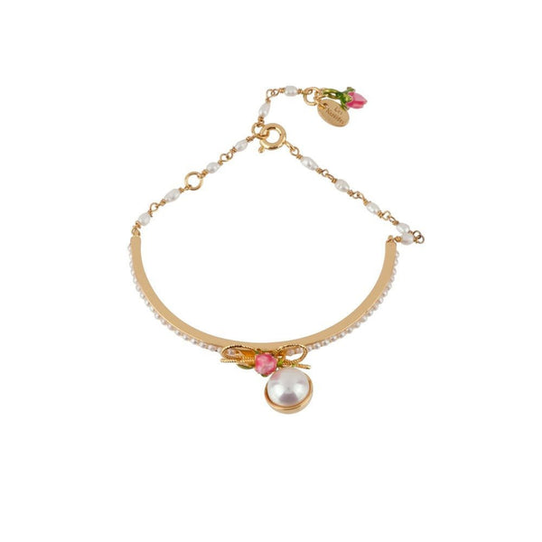 Semi Rigid Symbole D'Amour Half Covered Pearl, Freshwater Pearls Bracelet | ADSA2021 - Les Nereides