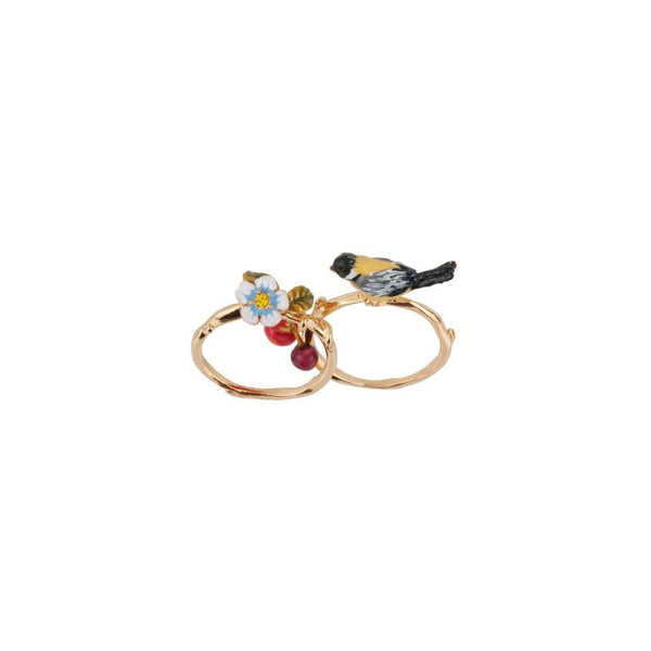 Set Of 2 Chant Des Oiseaux Bird, Flower & Cherries Rings | ADCO601/11 - Les Nereides