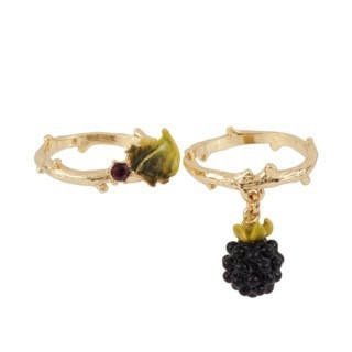 Set Of 2 Vegetation Doree Blackberry & Leaf Rings | AEVD601/11 - Les Nereides