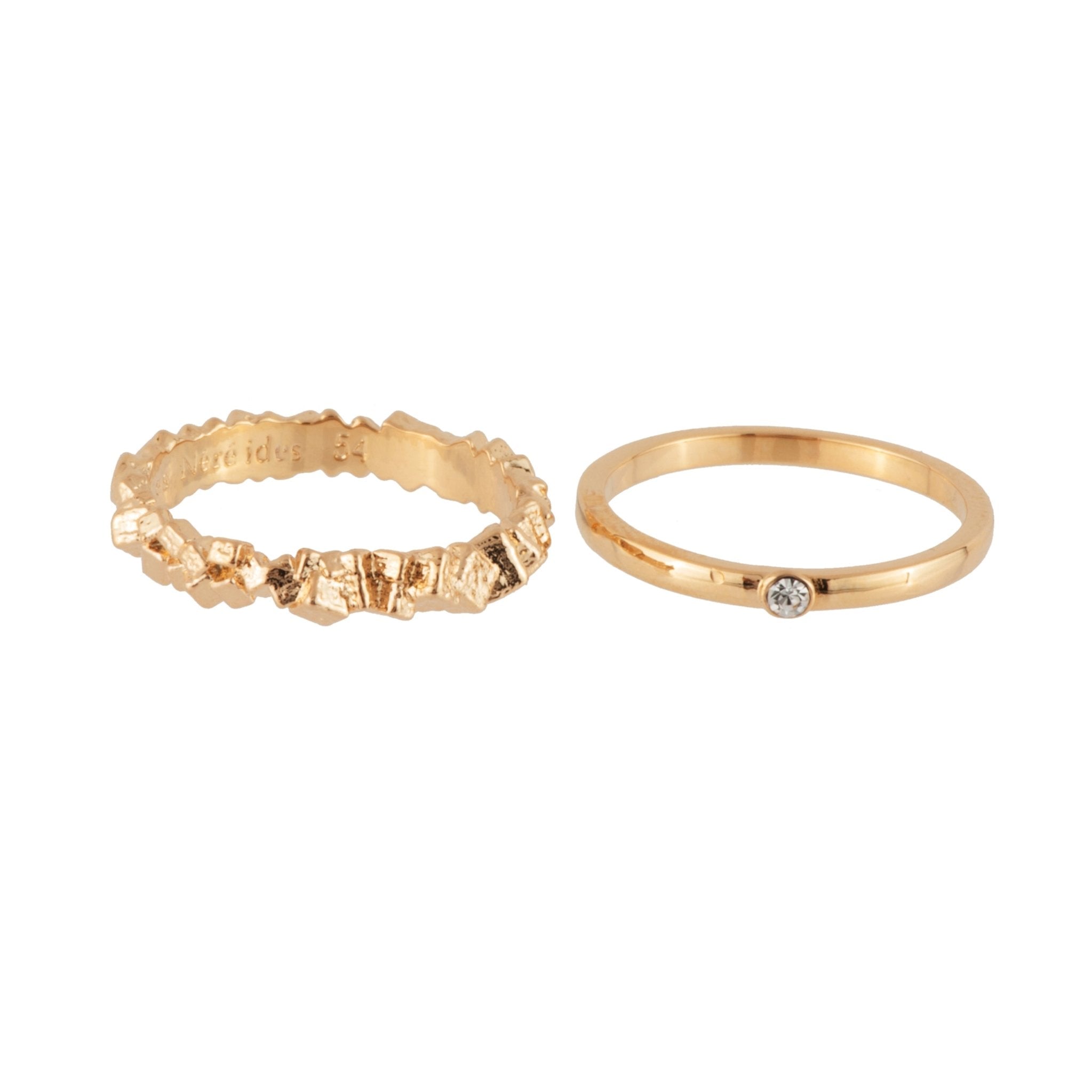 Set Of 2Roches Singulieres Cubic & Smooth With Crystal Rings | AERO604/11 - Les Nereides