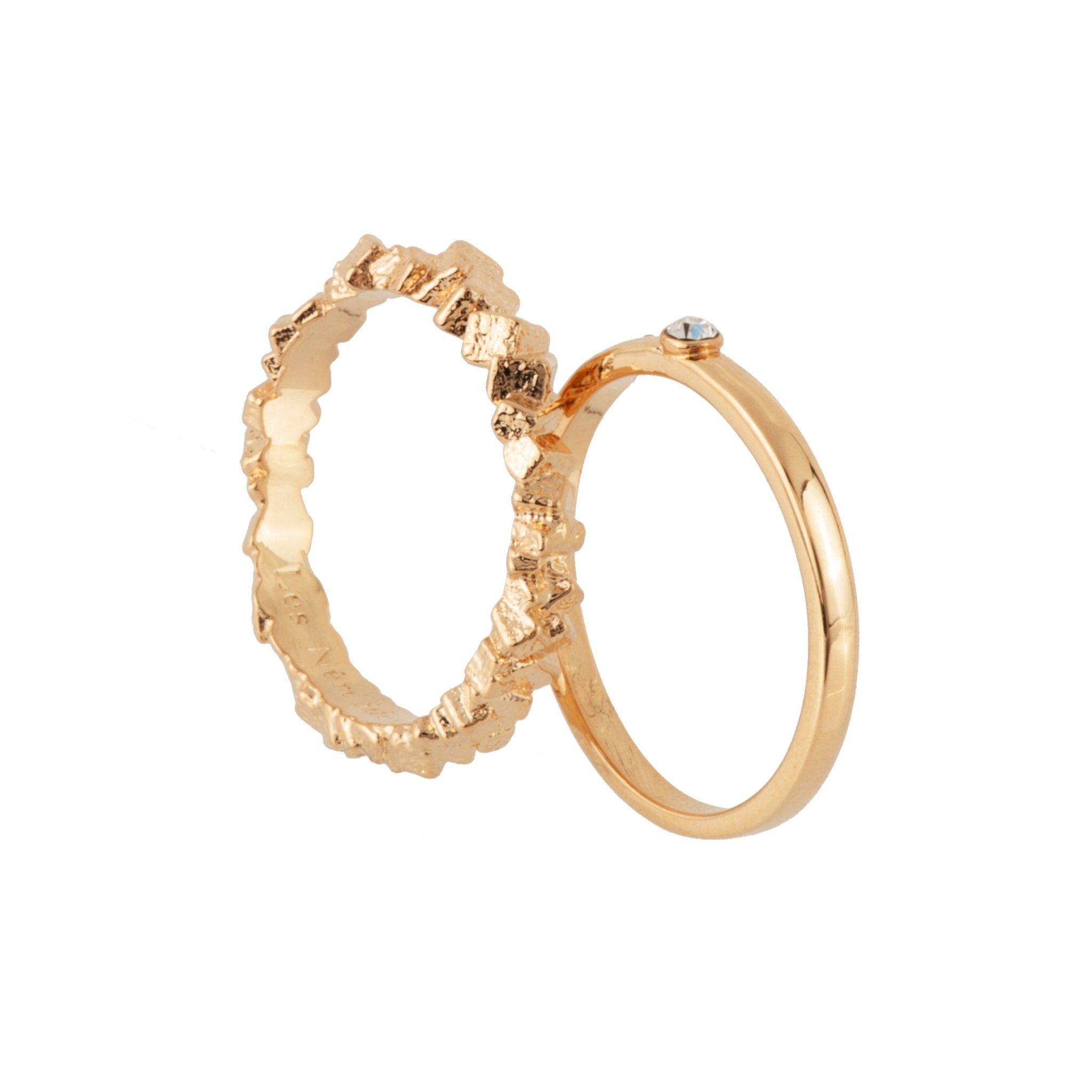 Set Of 2Roches Singulieres Cubic & Smooth With Crystal Rings | AERO604/11 - Les Nereides