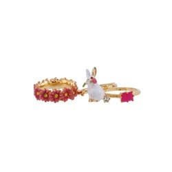 Set Of 3 Jardin Imaginaire Rabbit, Stone & Wildflowers Rings | ACJI6021 - Les Nereides