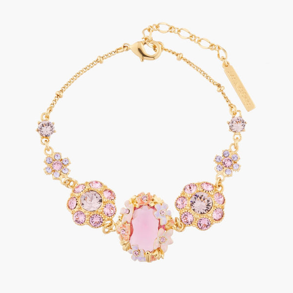 Shades Of Pink Crystals "Yes, I Do" Chain Bracelet | AKJV201 - Les Nereides