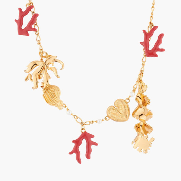 Shells, Coral, Seaweed And Pearl Collar Necklace | AKTT303 - Les Nereides