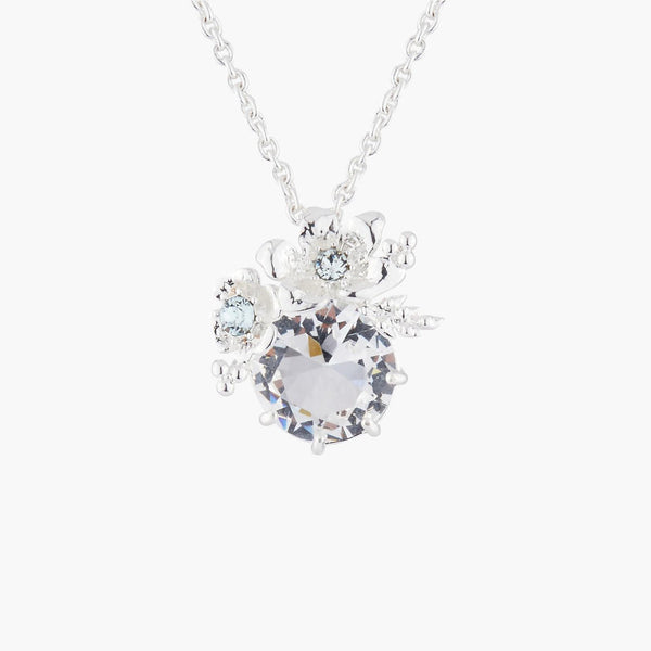 Shining Flowers On A Transparent Faceted Stone Pendant Necklace | Akjv3042 - Les Nereides
