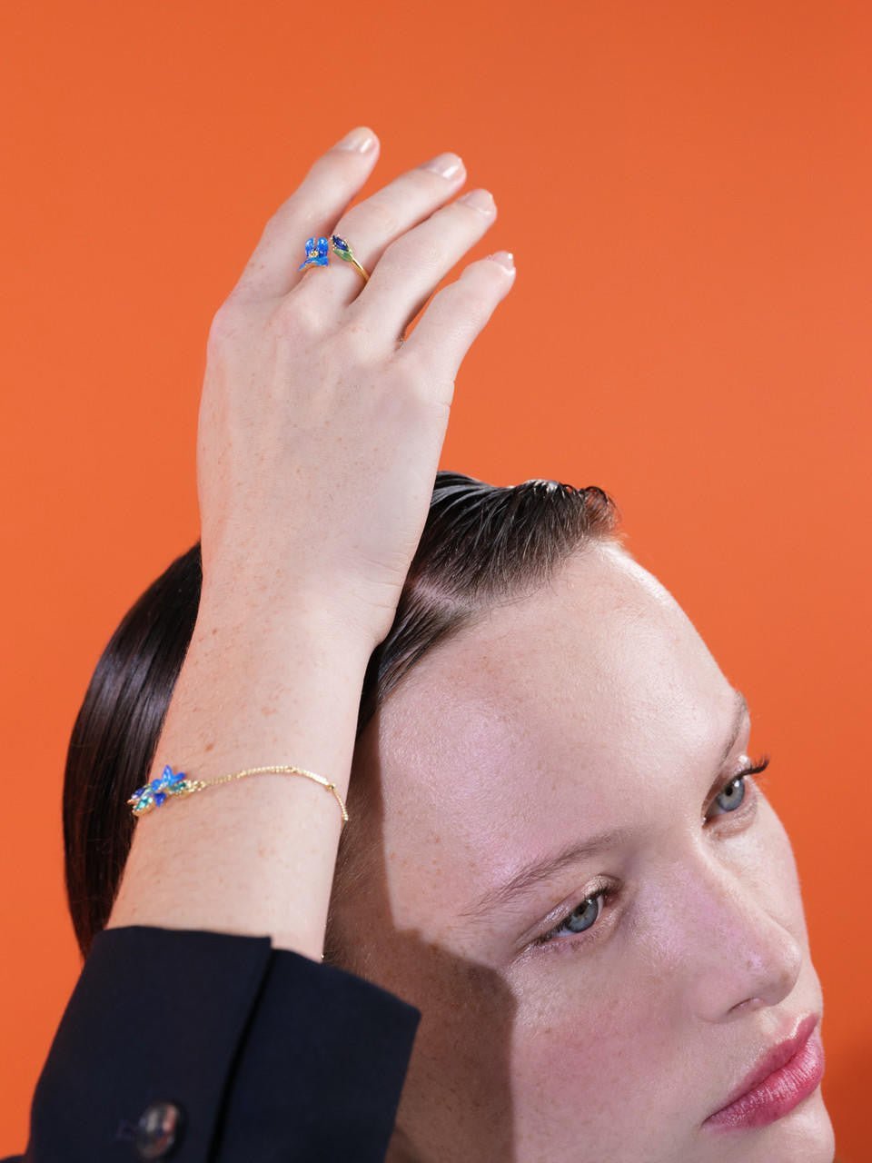 Siberian Iris And Faceted Crystal Adjustable Ring | ARIV6031 - Les Nereides