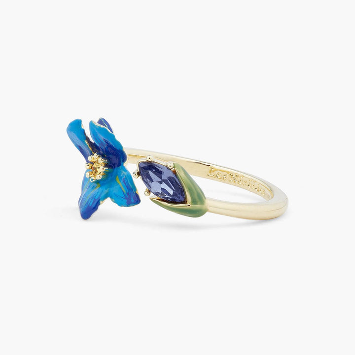 Siberian Iris And Faceted Crystal Adjustable Ring | ARIV6031 - Les Nereides