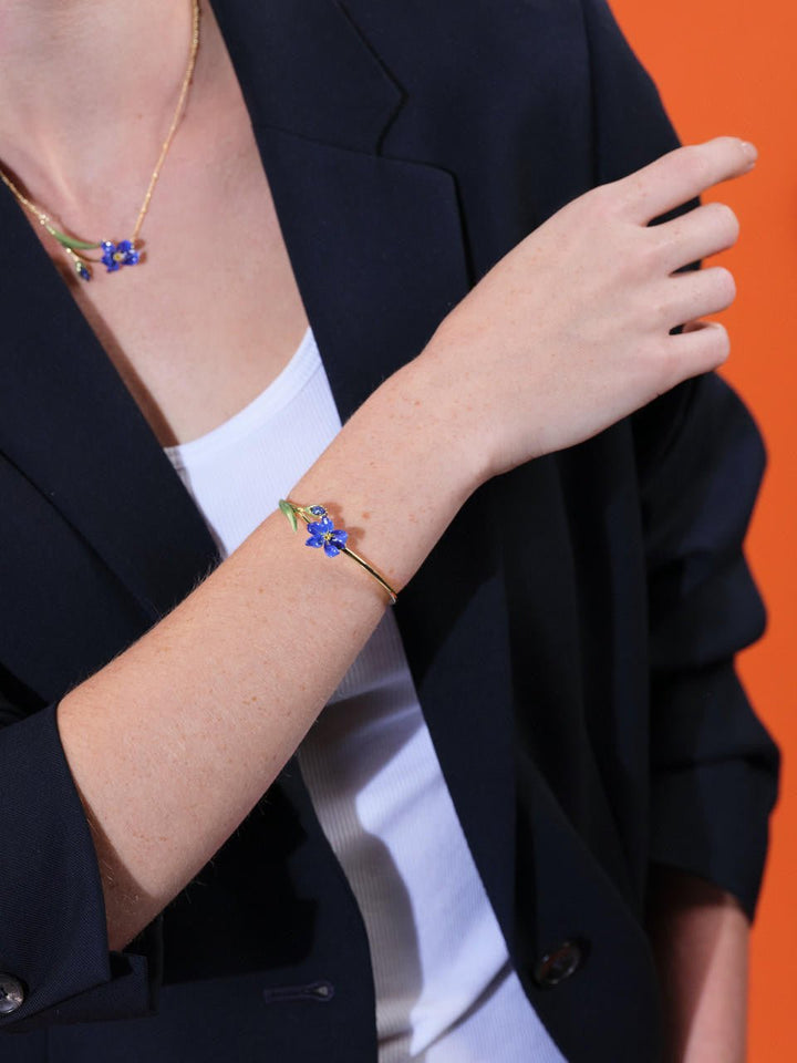 Siberian Iris And Faceted Crystal Bangle Bracelet | ARIV2041 - Les Nereides