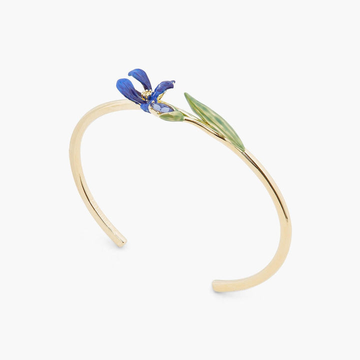 Siberian Iris And Faceted Crystal Bangle Bracelet | ARIV2041 - Les Nereides