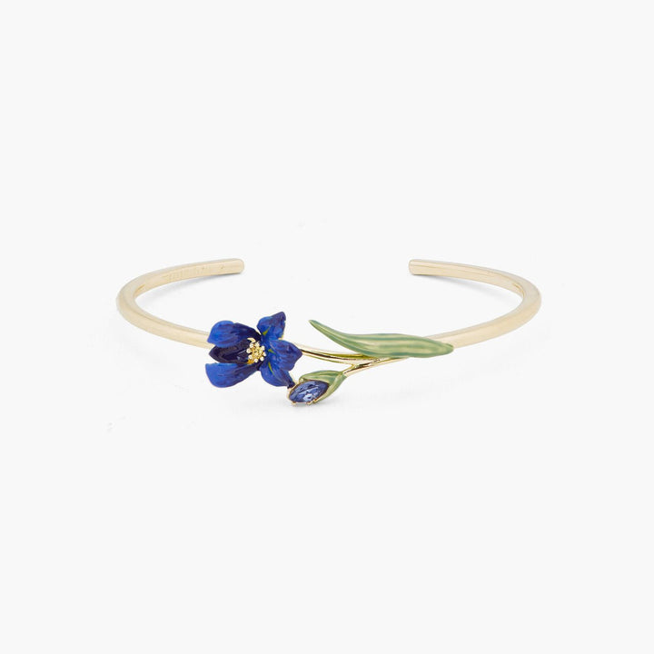 Siberian Iris And Faceted Crystal Bangle Bracelet | ARIV2041 - Les Nereides
