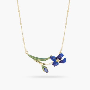 Siberian Iris And Faceted Crystal Fine Necklace | ARIV3051 - Les Nereides