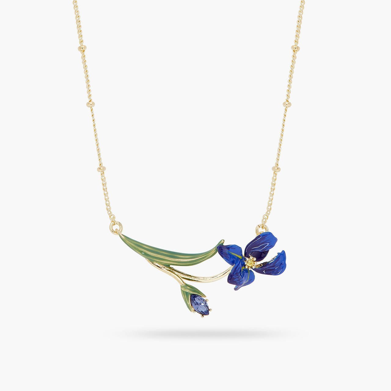 Siberian Iris And Faceted Crystal Fine Necklace | ARIV3051 - Les Nereides
