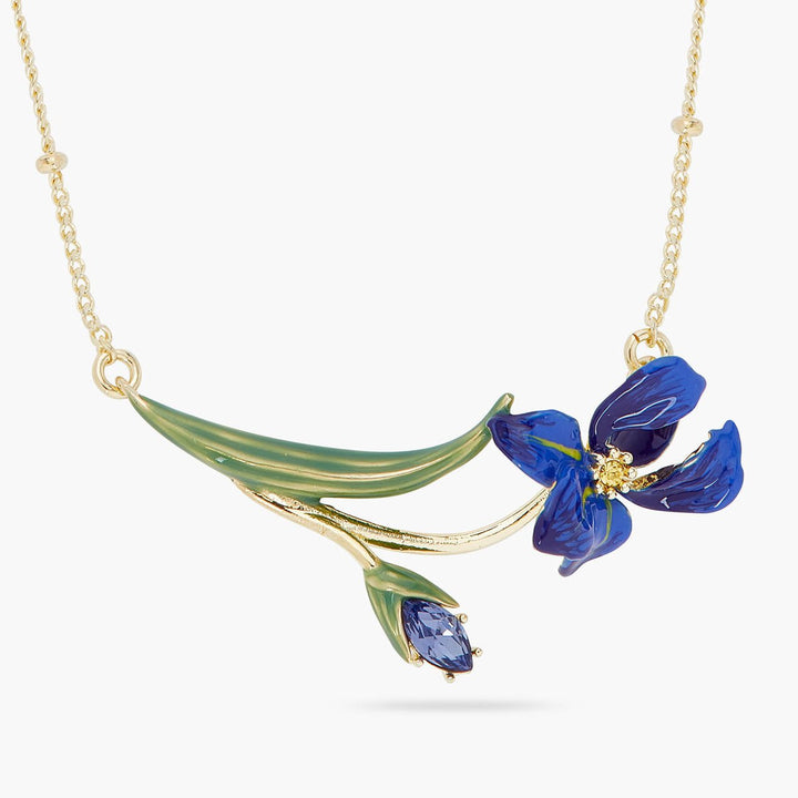 Siberian Iris And Faceted Crystal Fine Necklace | ARIV3051 - Les Nereides