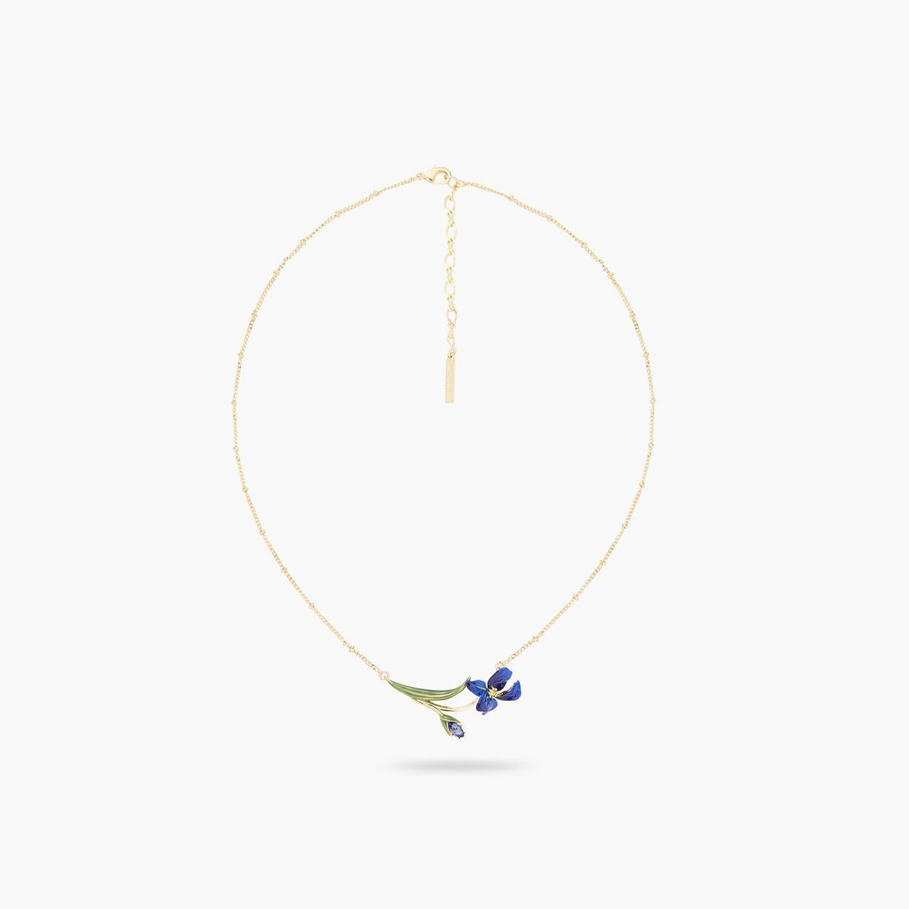Siberian Iris And Faceted Crystal Fine Necklace | ARIV3051 - Les Nereides