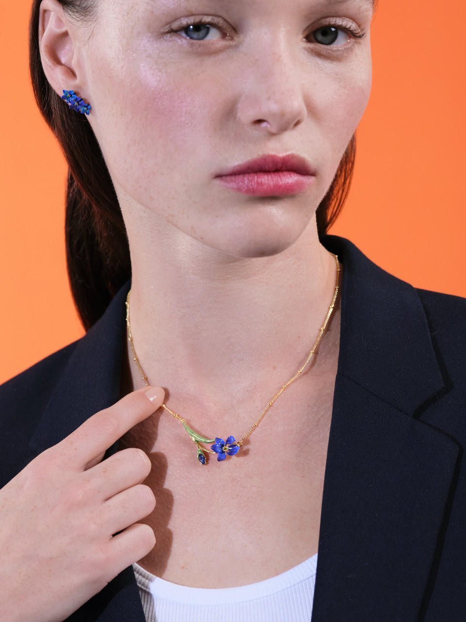 Siberian Iris And Faceted Crystal Fine Necklace | ARIV3051 - Les Nereides