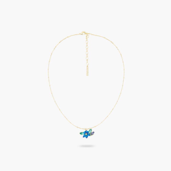 Siberian Iris And Faceted Crystal Pendant Necklace | ARIV3061 - Les Nereides