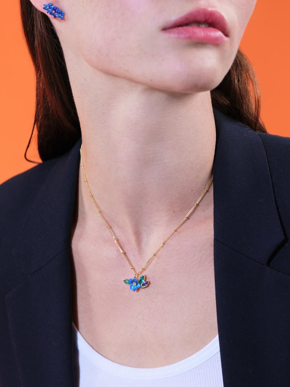 Siberian Iris And Faceted Crystal Pendant Necklace | ARIV3061 - Les Nereides