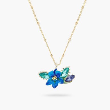 Siberian Iris And Faceted Crystal Pendant Necklace | ARIV3061 - Les Nereides