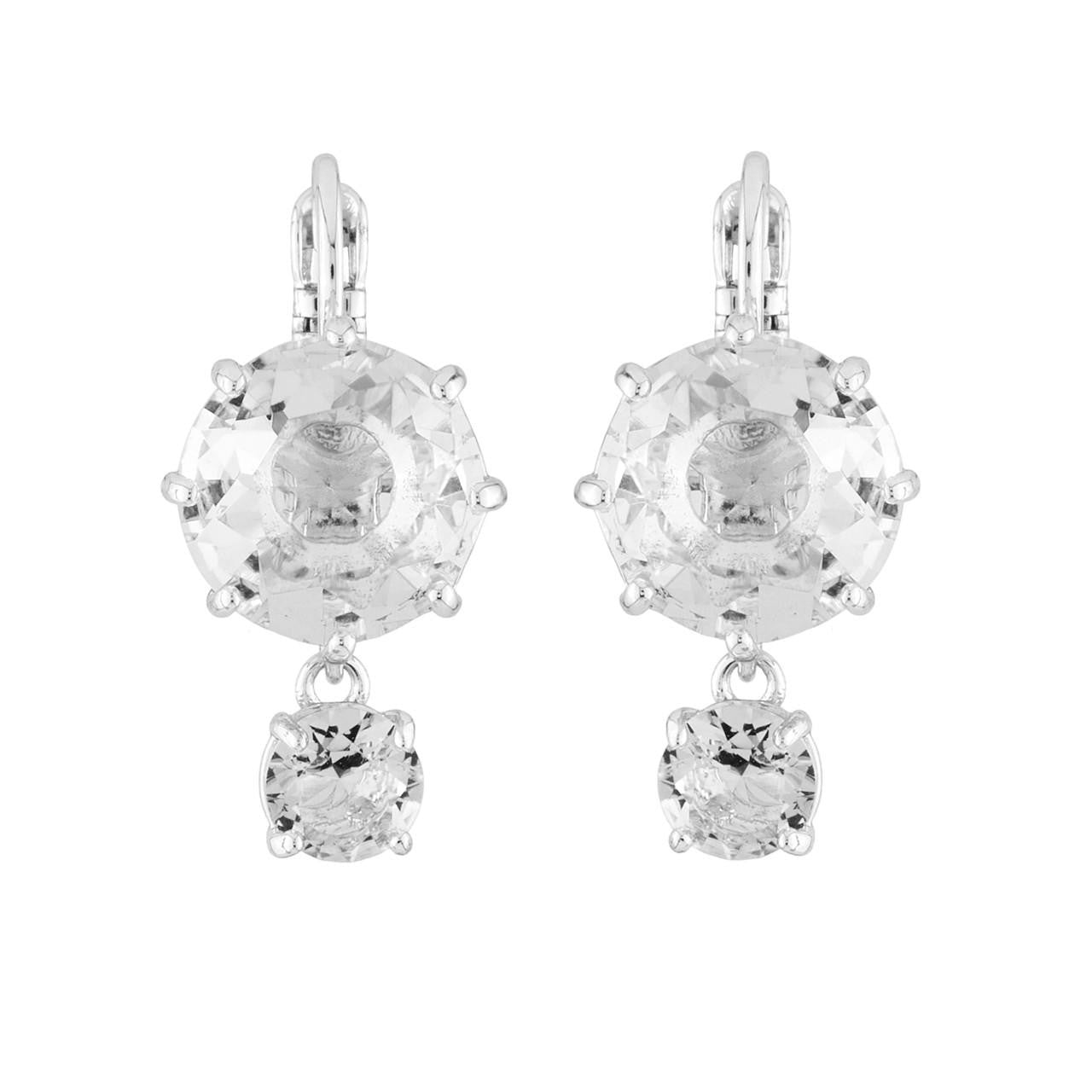 Silver 2 Round Stones La Diamantine Dormeuses Earrings | AILD1263 - Les Nereides