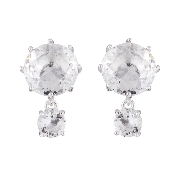 Silver 2 Round Stones La Diamantine Dormeuses Earrings | AILD1263 - Les Nereides