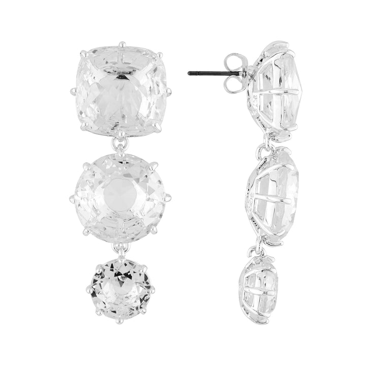 Silver 3 Stones La Diamantine Earrings | AILD136C/3 - Les Nereides