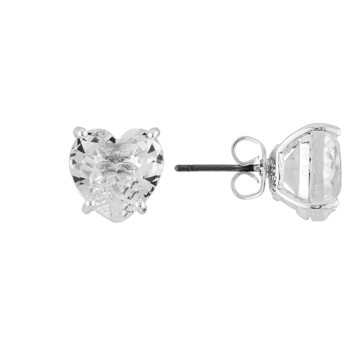 Silver Hearthstone La Diamantine Dormeuses Earrings | AILD1453 - Les Nereides