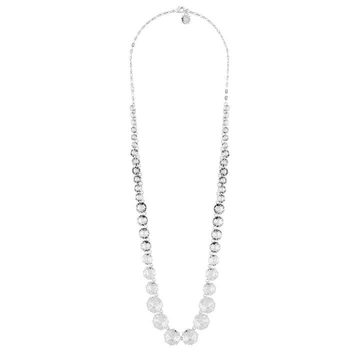 Silver Round Stones And Chain La Diamantine Long Necklace | AILD3513 - Les Nereides
