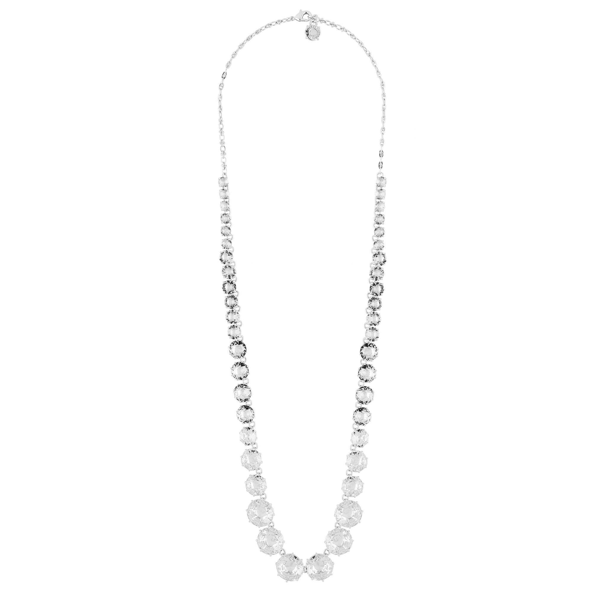 Silver Round Stones And Chain La Diamantine Long Necklace | AILD3513 - Les Nereides