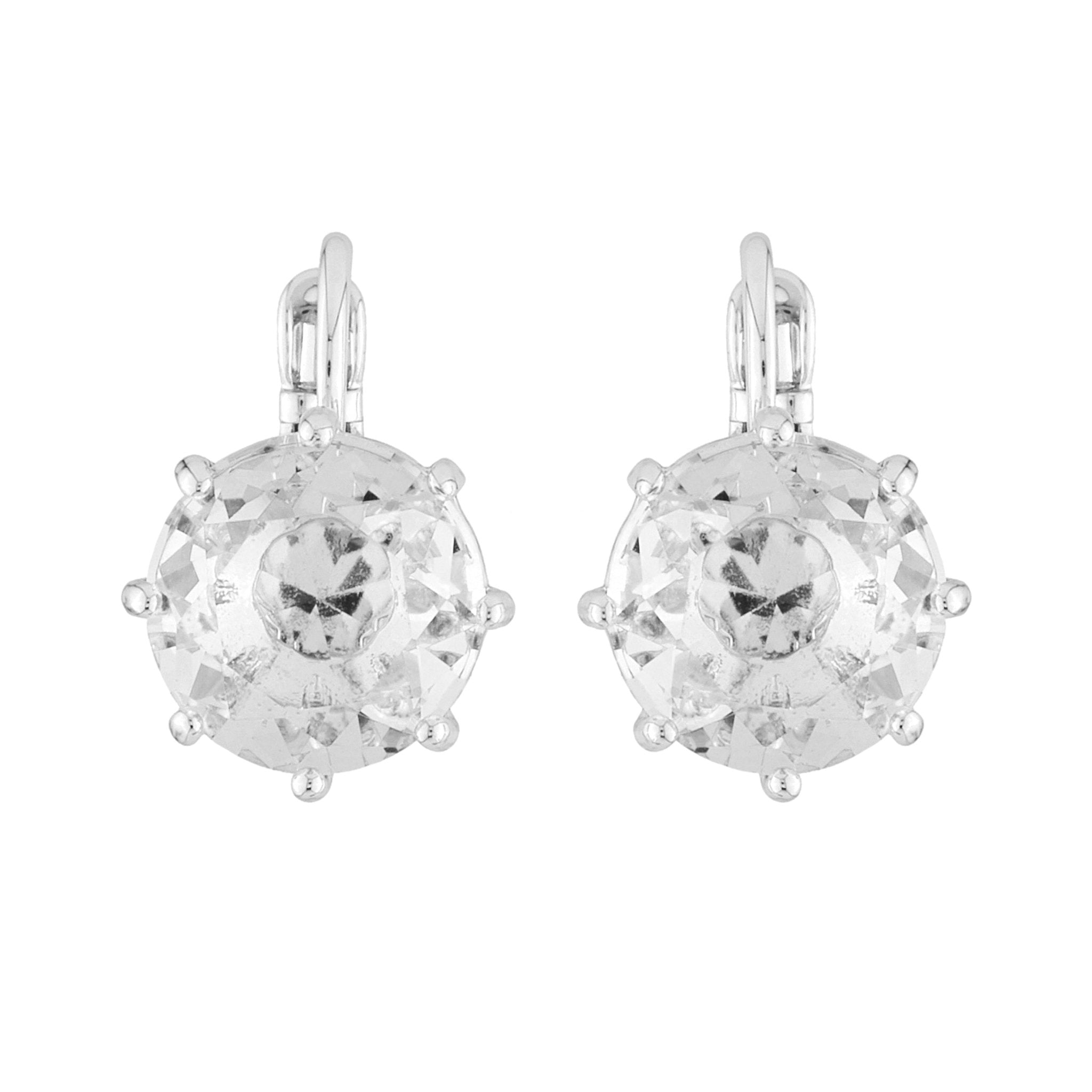 Silver Small Square Stone La Diamantine Earrings | AILD1183 - Les Nereides