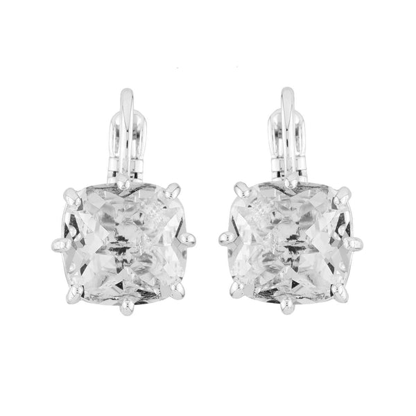 Silver Square Stone La Diamantine Dormeuses Earrings | AILD1013 - Les Nereides