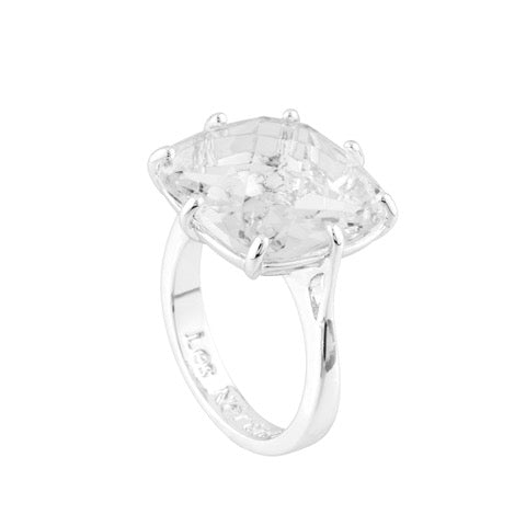 Silver Square Stone La Diamantine Solitaire Rings | AILD602/31 - Les Nereides