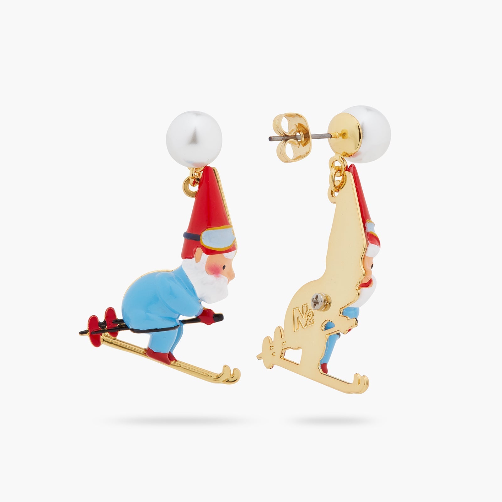 Skiing Garden Gnome Dad Earrings | ASCP1101 - Les Nereides