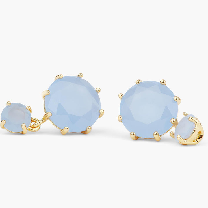 Sky Blue Diamantine 2 Round Stone Earrings | ARLD1261 - Les Nereides