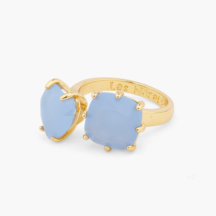Sky Blue Diamantine Adjustable You And Me Ring | ARLD6181 - Les Nereides