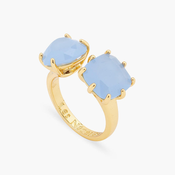 Sky Blue Diamantine Adjustable You And Me Ring | ARLD6181 - Les Nereides