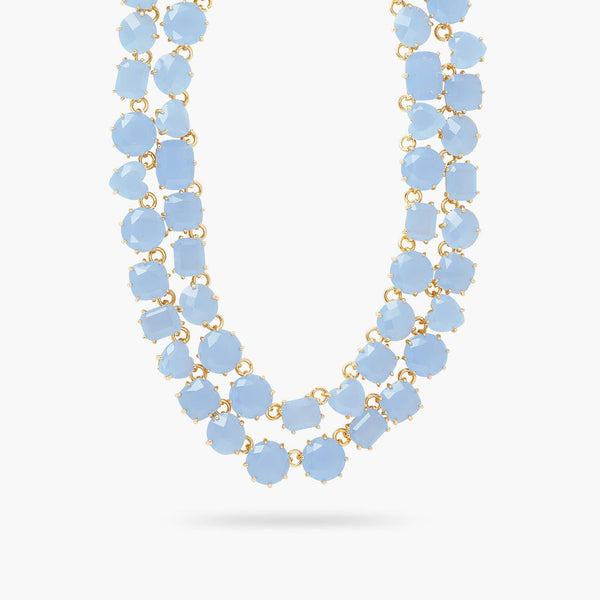 Sky Blue Diamantine Luxurious Two-Row Necklace | ARLD3551 - Les Nereides