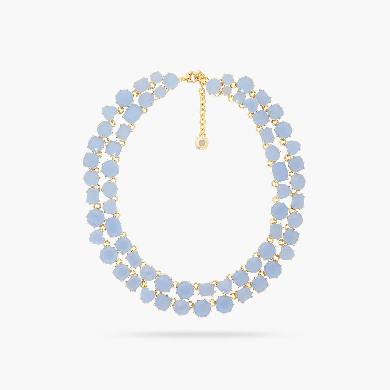 Sky Blue Diamantine Luxurious Two - Row Necklace | ARLD3551 - Les Nereides