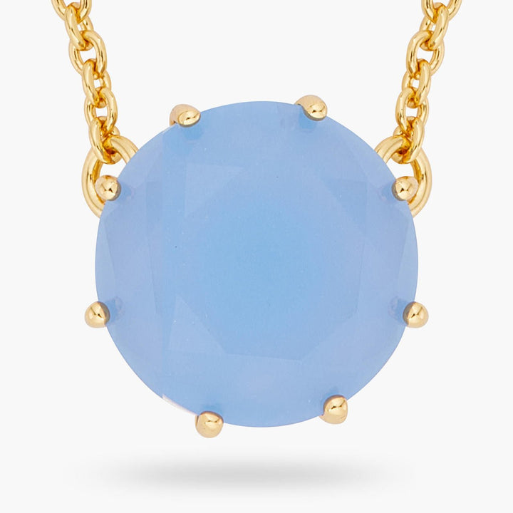 Sky Blue Diamantine Round Pendant Necklace | ARLD3011 - Les Nereides