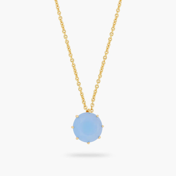 Sky Blue Diamantine Round Stone Long Necklace | ARLD3331 - Les Nereides