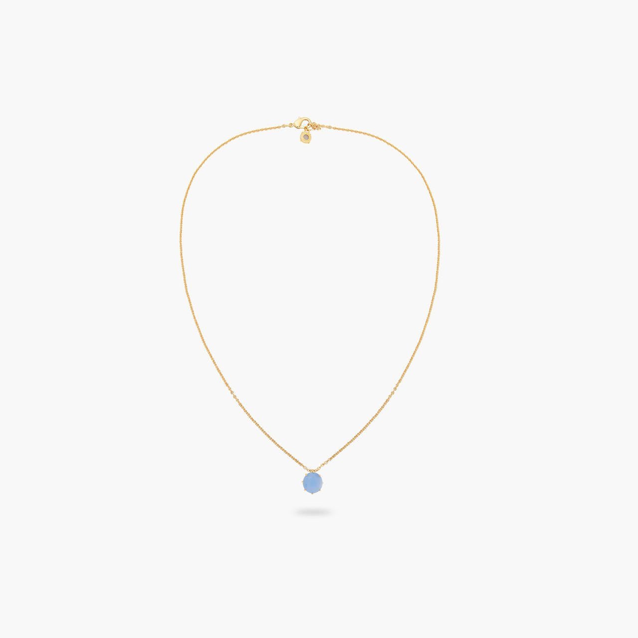 Sky Blue Diamantine Round Stone Long Necklace | ARLD3331 - Les Nereides