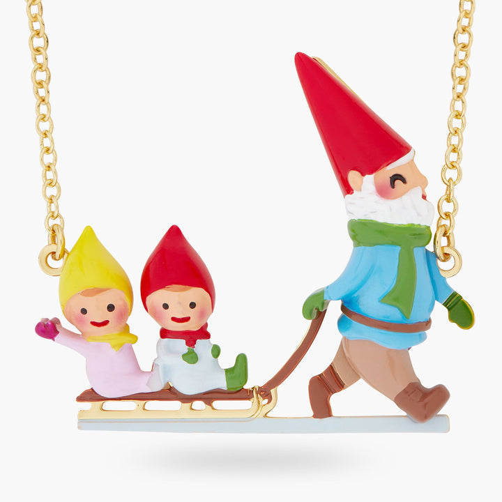 Sledging Garden Gnomes Statement Necklace | ASCP3091 - Les Nereides