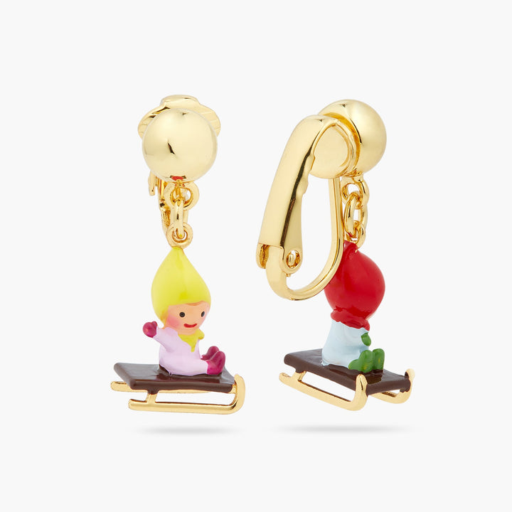 Sledging Young Garden Gnome Earrings | ASCP1091 - Les Nereides