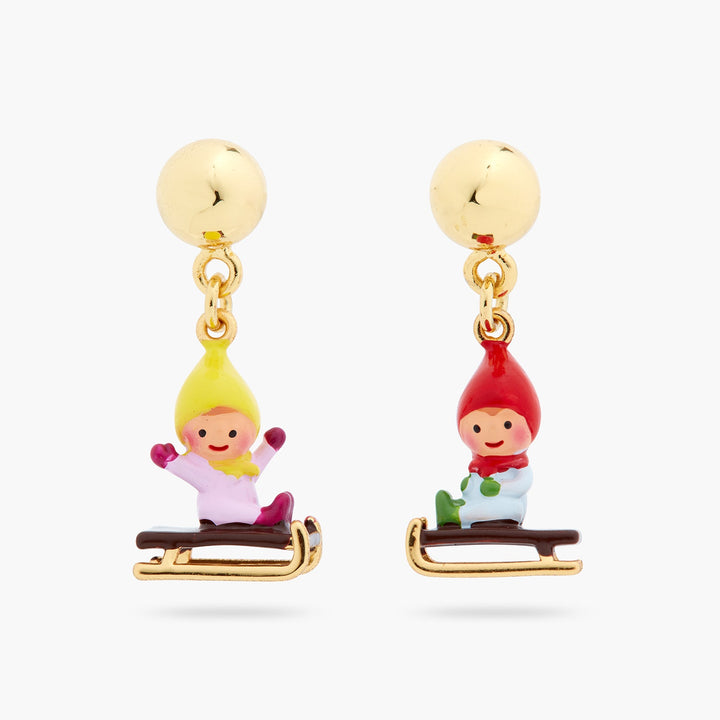 Sledging Young Garden Gnome Earrings | ASCP1091 - Les Nereides