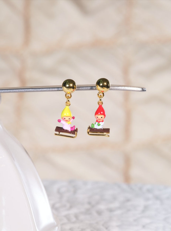 Sledging Young Garden Gnome Earrings | ASCP1091 - Les Nereides