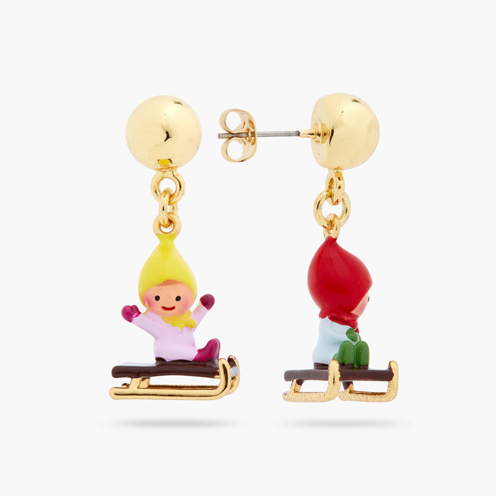 Sledging Young Garden Gnome Earrings | ASCP1091 - Les Nereides