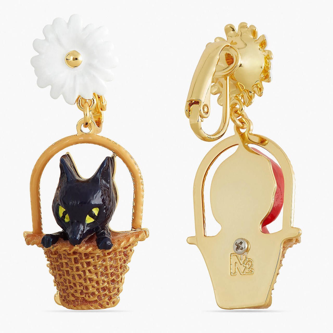 Small Basket, Daisy And Little Red Riding Hood Earrings | APBB1061 - Les Nereides