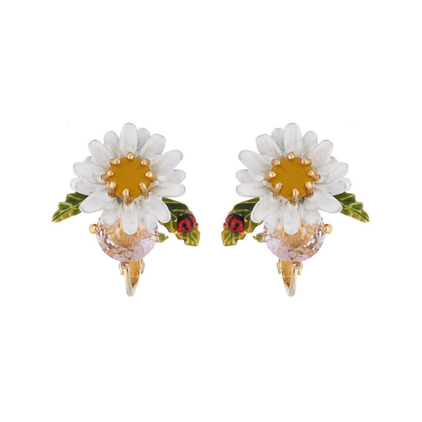 Small Daisy On Faceted Crystal Earrings | AIPR1051 - Les Nereides