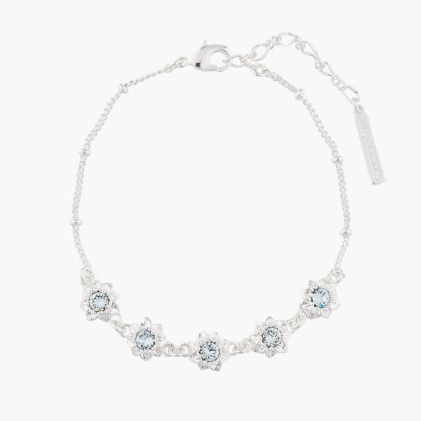 Small Flowers And Crystals Thin Chain Bracelet | AKJV202 - Les Nereides