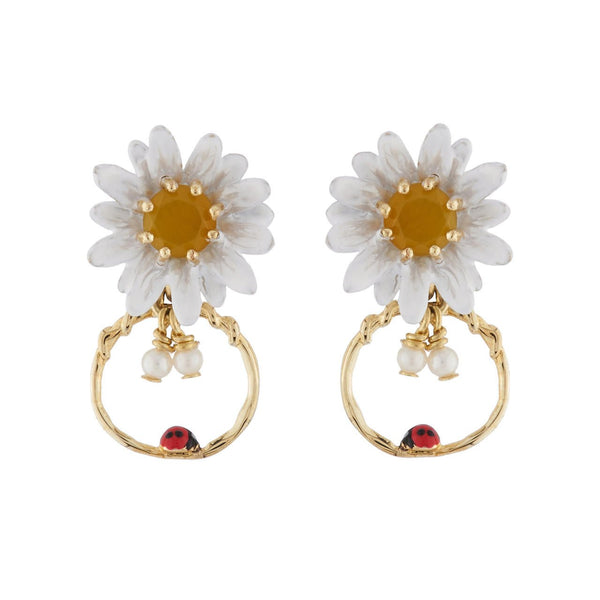 Small Hoops Daisy And Ladybug Earrings | AIPR1081 - Les Nereides