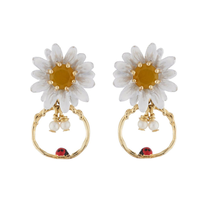 Small Hoops Daisy And Ladybug Earrings | AIPR1081 - Les Nereides